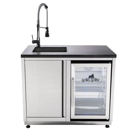 Outdoor Kitchen Sink Fridge Cabinet Combo 